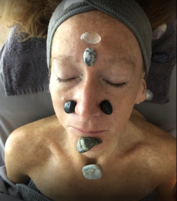 Crystal stone holistic facial treatment at NY Salt Den Latham NY